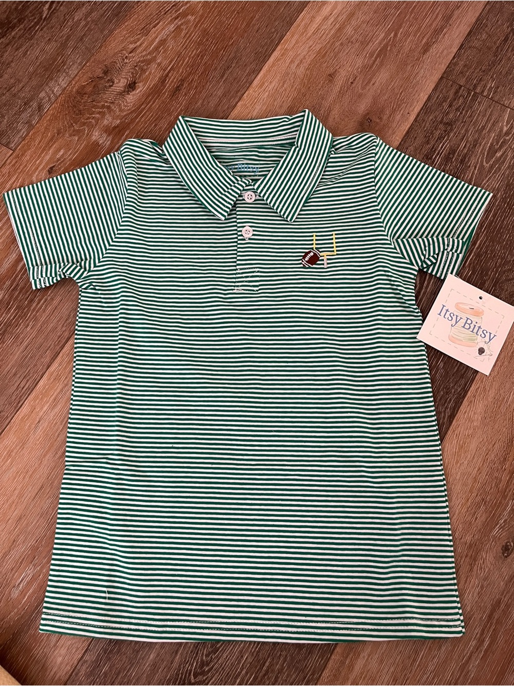 Green Striped Polo Shirt for Kids